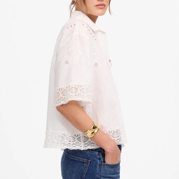 NWT Madewell Sz XL White Embroidered Lace Button-Up Shirt NV206 - Picture 3 of 12